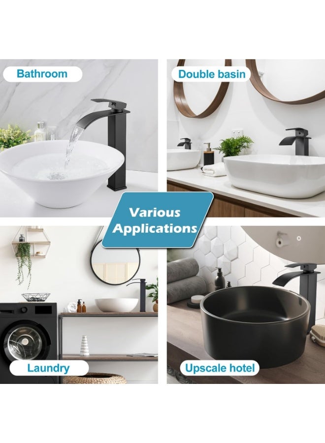 واي دي صنبور حوض حمام عصري بتصميم شلال، بمقبض واحد، يُثبت على سطح الحوض، مزود بفوهة عريضة، يوفر تدفقًا سلسًا للمياه، مناسب لأحواض الغسيل والحمامات، سهل التركيب. - Image 3